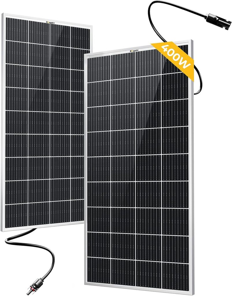 BougeRV 400 Watts Solar Panel, 9BB Cell 22.8% High-Efficiency Class A Module Monocrystalline Technology